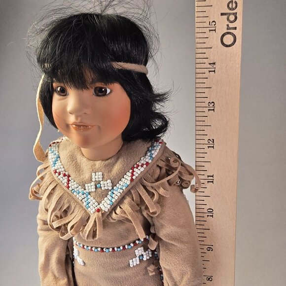 Linda Mason Doll Native American Indian 1993 Vintage Porcelain Quick Fox Boy - Picture 12 of 15
